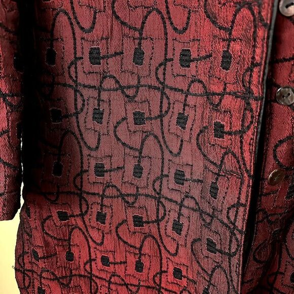 Vintage Chico's Design Red-Black Button Down Coat - Picture 11 of 12